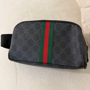 Toiletrie Bag with Green and Red Stripe